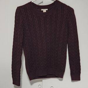 Basic/Basique Burgundy Cable Knit Sweater